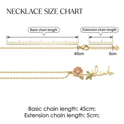قلادة بالاسم الشخصي مع زهرة الميلاد - عربي وإنجليزي #4
