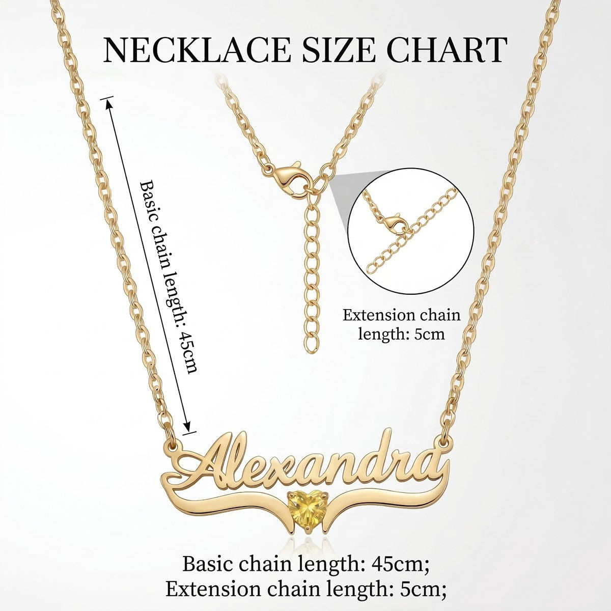 Personalized Name Necklace with Birthstone #1ZX