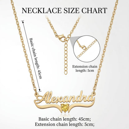Personalized Name Necklace with Birthstone #1ZX