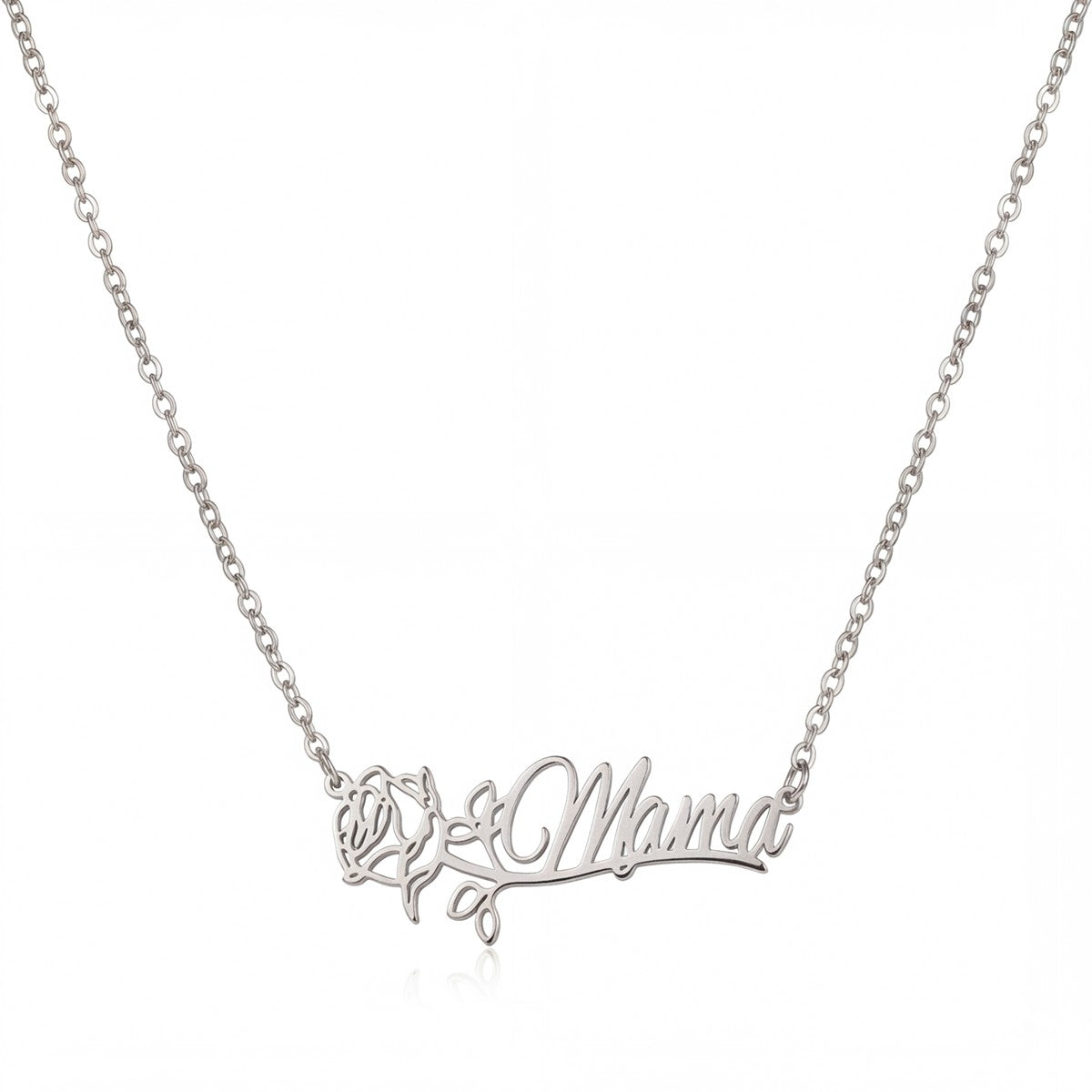 قلادة اسم مخصصة مع زهرة الميلاد - العربية والإنجليزية #2