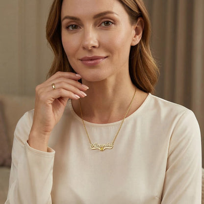 Personalized Name Necklace with Birthstone #1ZX