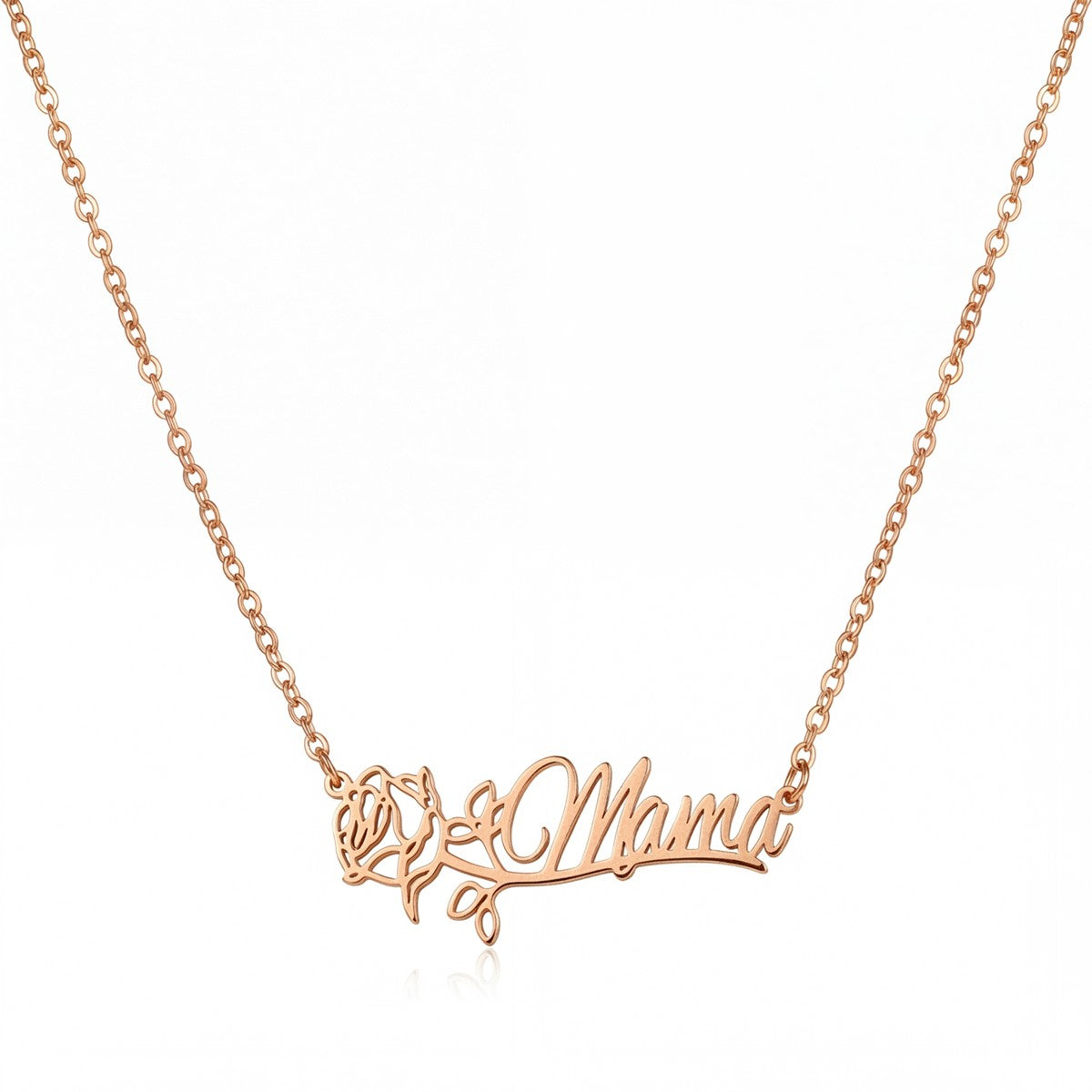 قلادة اسم مخصصة مع زهرة الميلاد - العربية والإنجليزية #2