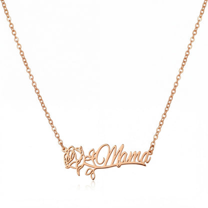 قلادة اسم مخصصة مع زهرة الميلاد - العربية والإنجليزية #2