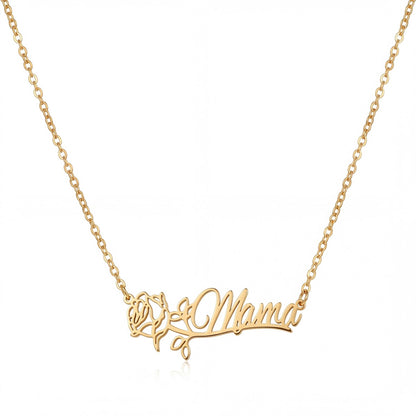 قلادة اسم مخصصة مع زهرة الميلاد - العربية والإنجليزية #2