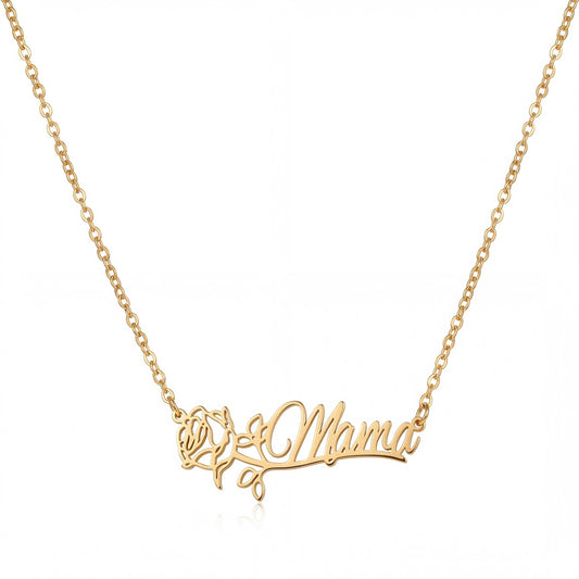 قلادة اسم مخصصة مع زهرة الميلاد - العربية والإنجليزية #2