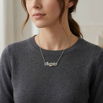 Personalized Name Necklace with Birthstone #1ZX