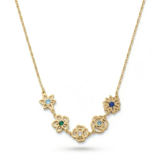 Birth Flower With Birthstone Necklace For Mom, Grandma #1403