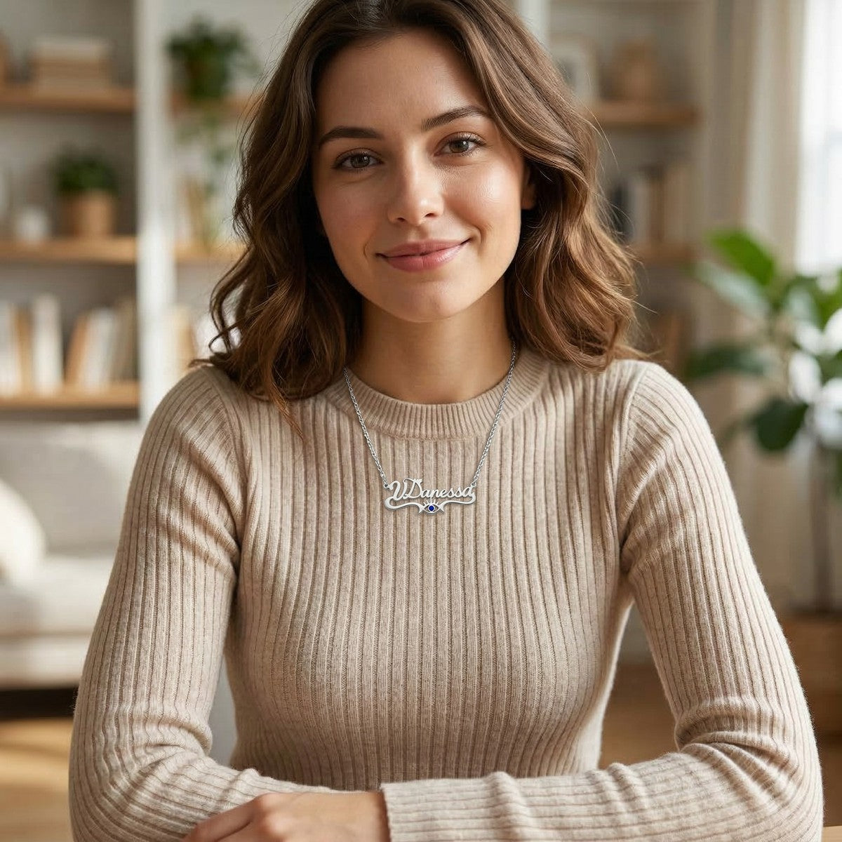 Personalized Name Necklace with Birthstone #5ZX