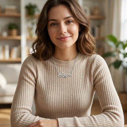 Personalized Name Necklace with Birthstone #5ZX