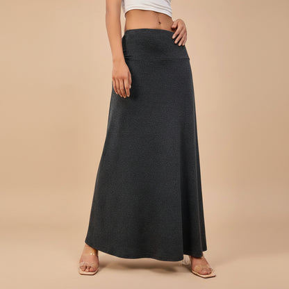 Plain Solid Color Knitted Modest Skirt #2606351