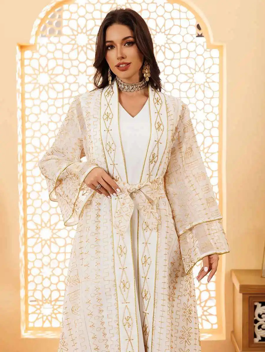 2 Pieces Set Eid Doris Caftan Kaftan Dress With Inner Sleeveless Dress #24445