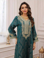 Eid Mukhawar Jacquard Embroidery Caftan Kaftan Dress #25491