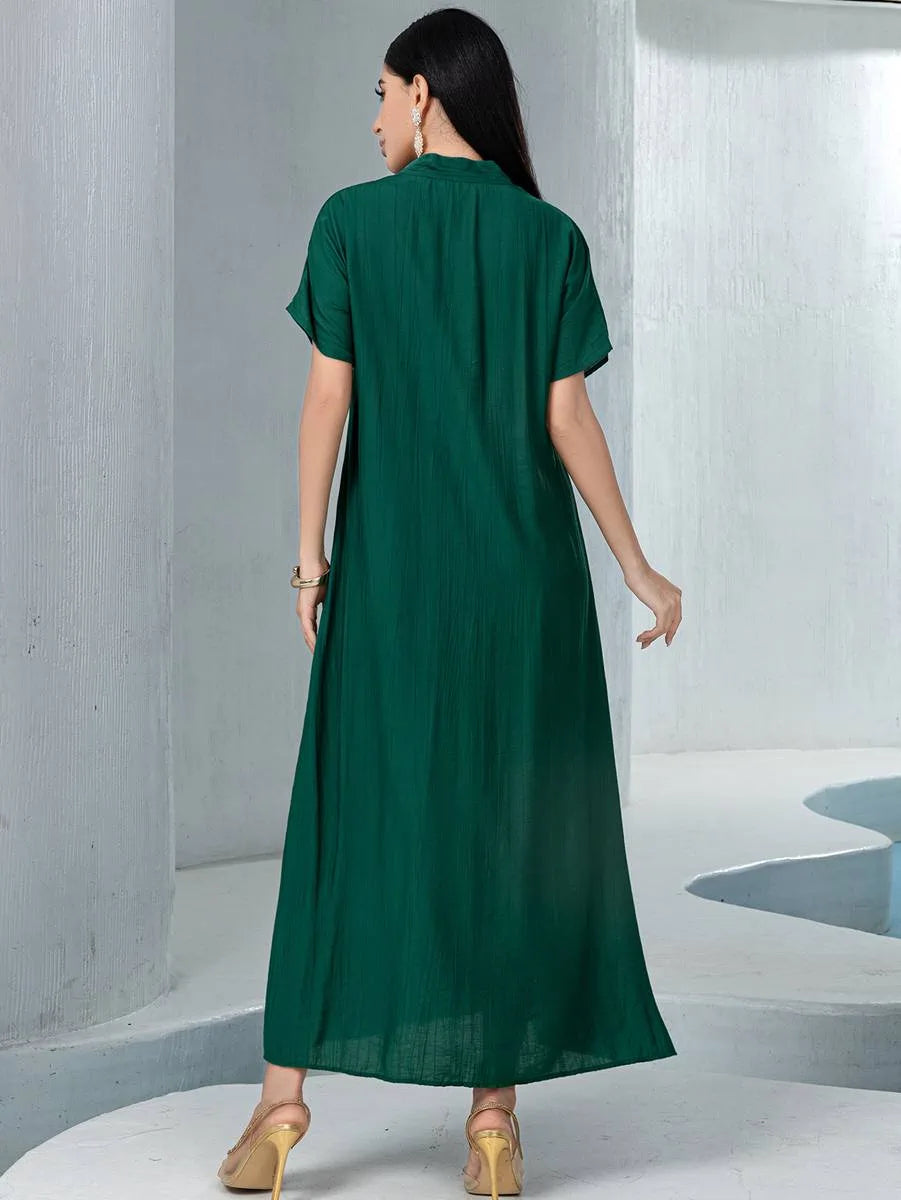 Eid 2 Pieces Set Lace Trim Caftan Kaftan Dress #255233