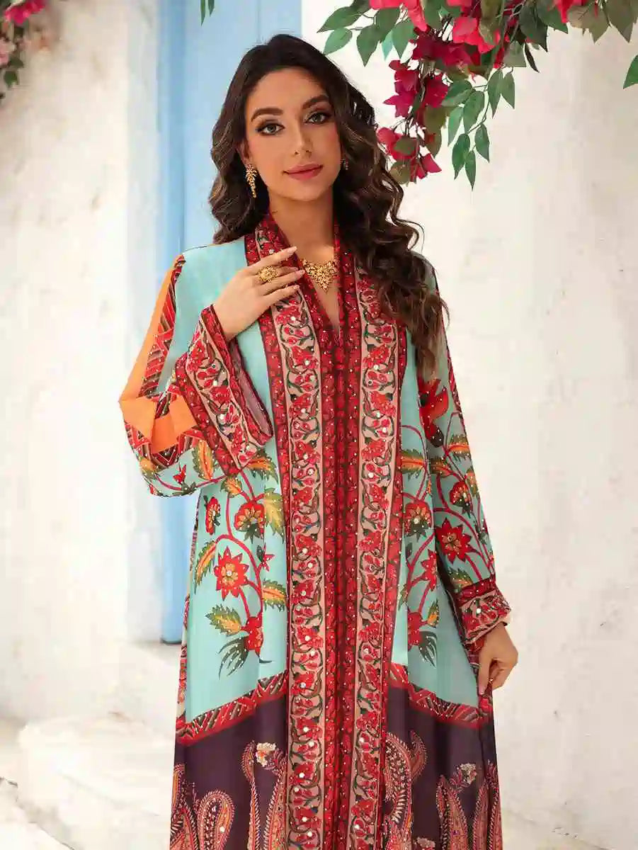Hotfix Rhinestones Mukhawar Eid Dress Caftan Kaftan Dress Jalabiya #25476