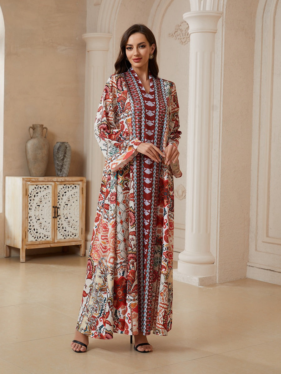 Printed Caftan Kaftan Dress For Women - Mukhawar Jalabiya Eid Dress - #26SX32
