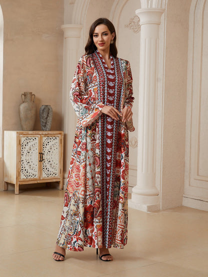 Printed Caftan Kaftan Dress For Women - Mukhawar Jalabiya Eid Dress - #26SX32
