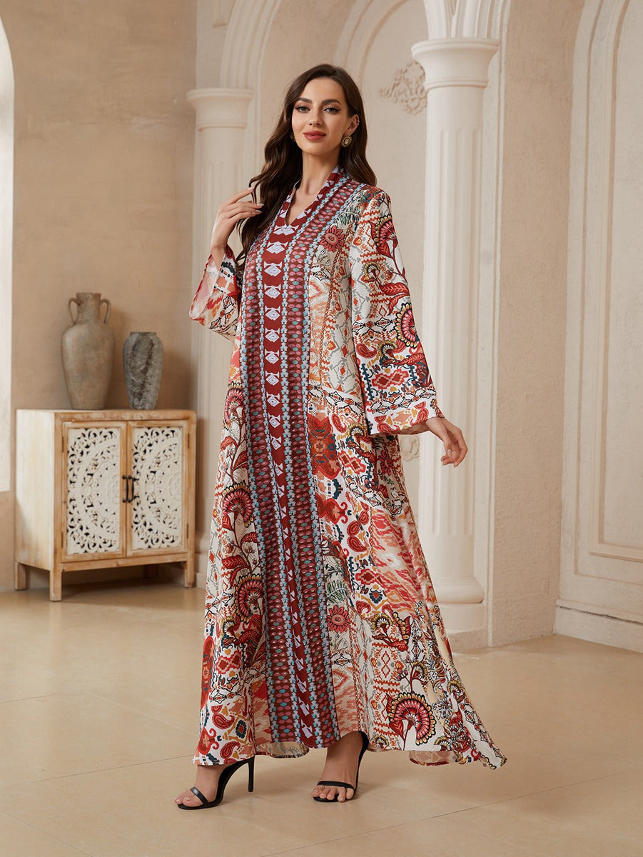 Printed Caftan Kaftan Dress For Women - Mukhawar Jalabiya Eid Dress - #26SX32