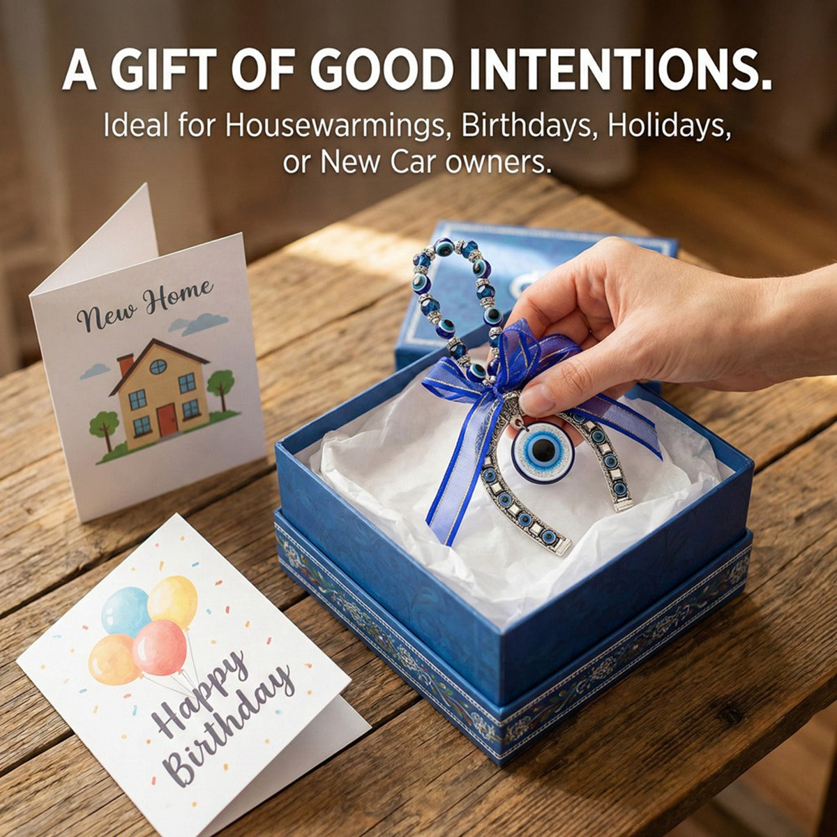 Blue Evil Eye Decor Wall Hanging Ornament Door Hanger Home Protection #EBE081