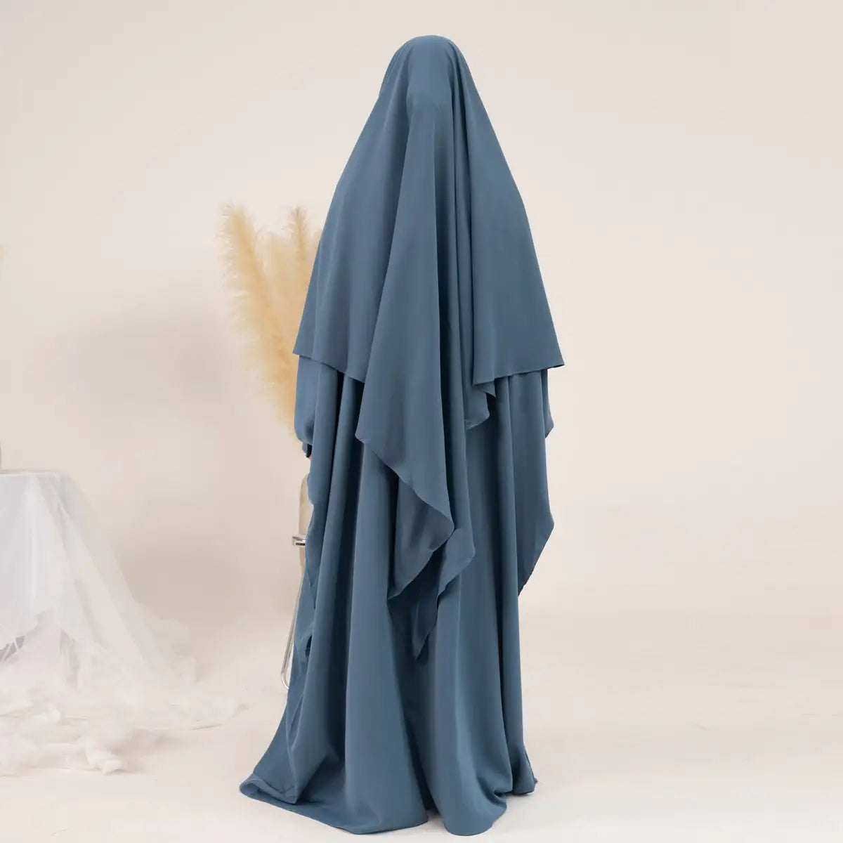 2 Pieces Set Arab Women Prayer Dress Jilbab Abaya Dress With Khimar