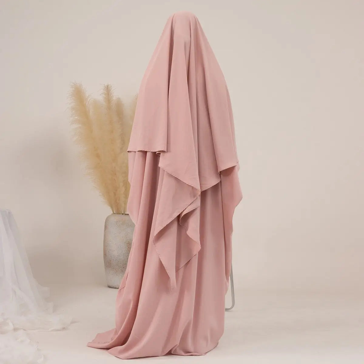 2 Pieces Set Arab Women Prayer Dress Jilbab Abaya Dress With Khimar