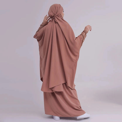 2 Pieces Set Jilbab Prayer Abaya Dress With Tops And Skirt #23423