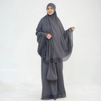 4 Pieces Set Jilbab Prayer Abaya Dress With Prayer Mat And Bag #25956