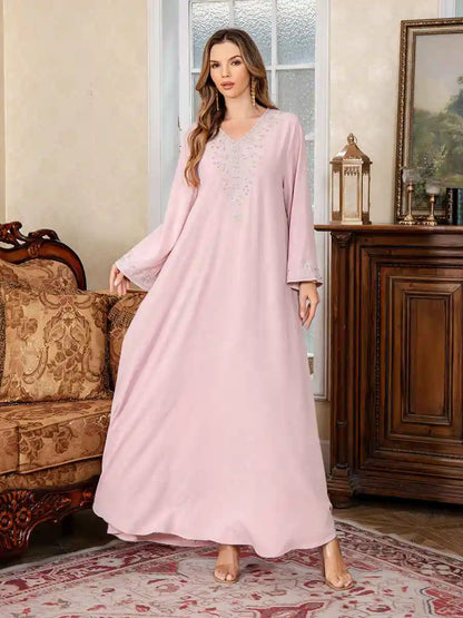 Eid Muslim Women Embroidery Cafan Kaftan Dress #25S174