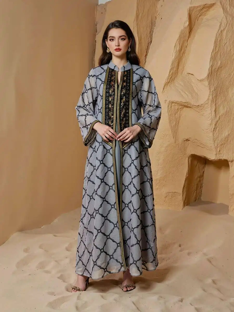 Eid Embroidery Arab Jalabiya Caftan Kaftan Dress #25S127