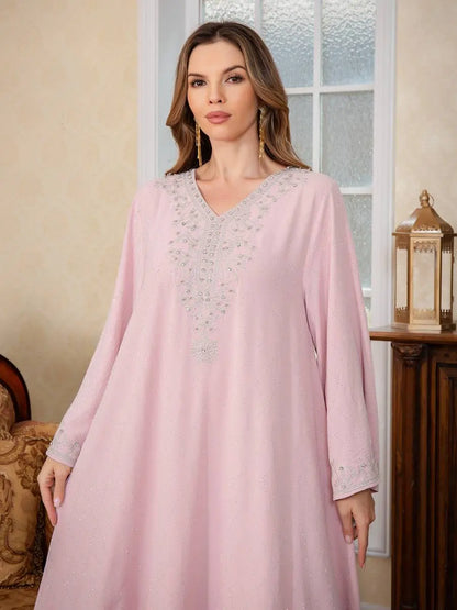 Eid Muslim Women Embroidery Cafan Kaftan Dress #25S174