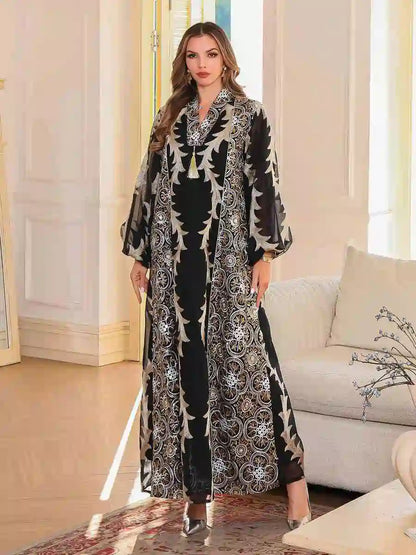 Eid Dress Mesh Embroidery Caftan Kaftan Dress #25S140