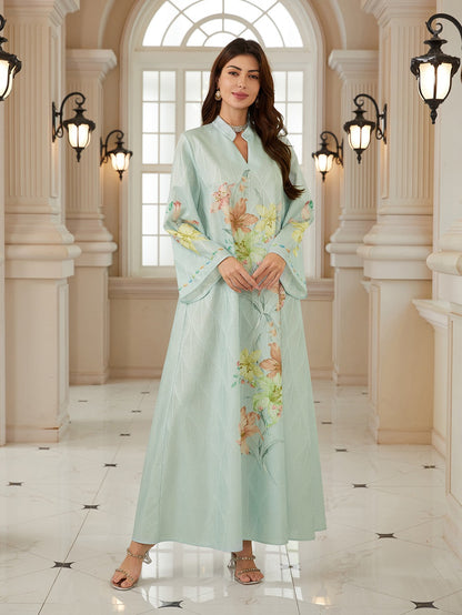 Jacuqard Printed Caftan Kaftan Dress For Women - Mukhawar Jalabiya Eid Dress -  #26N06