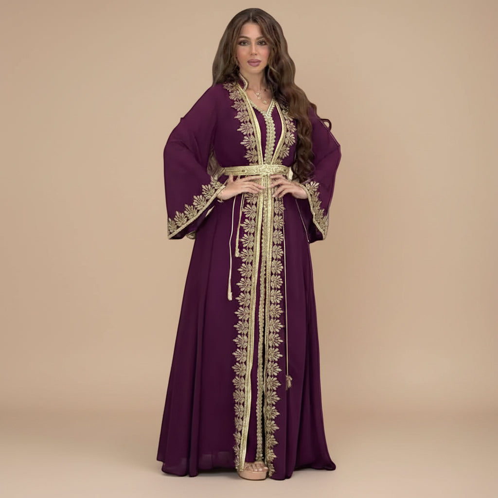 Eid 2 Pieces Set Caftan Kaftan Dress With Inner Sleeveless Dress #26422