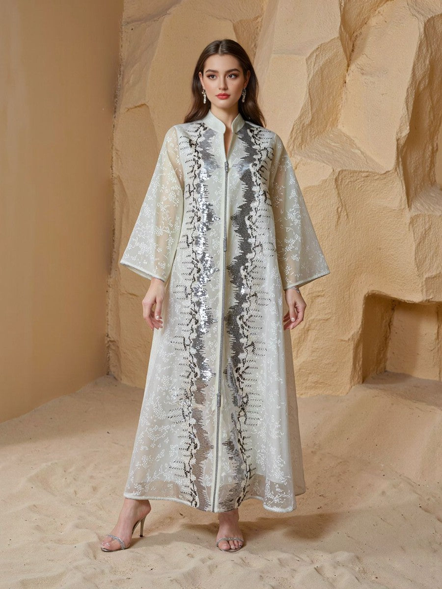 Sequins Eid Dress Muslim Women Caftan Kaftan Dress #26240