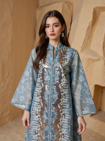 Sequins Eid Dress Muslim Women Caftan Kaftan Dress #26240