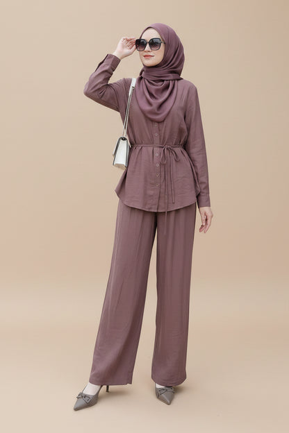 Muslim Women Daily Wear 2 Pieces Tops And Pants Suit Set #26386