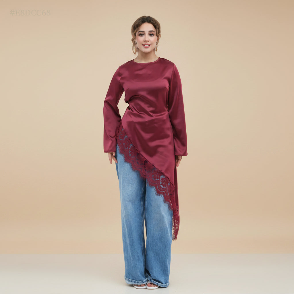 Muslim Women Laced Tops And Skirt - Daily Wear Abaya Dress - #261185