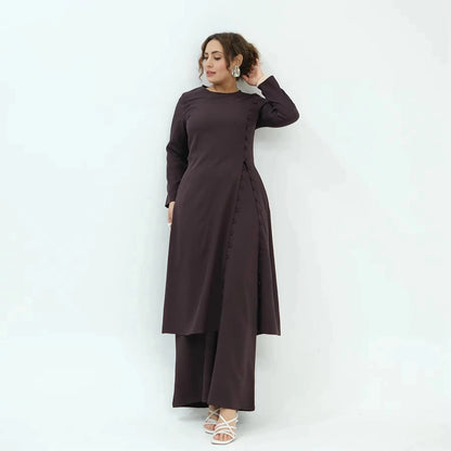 Muslim Women Daily Wear 2 Pieces Set Tops And Pants Suit Set #251110