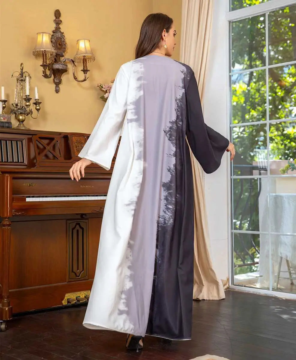 Tie-dye Embroidery Hotfix Rhinestone Kaftan Caftan Dress For Women Eid Dress And Celebration