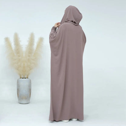عباءة صلاة بغطاء للرأس من مزيج القطن، جلباب، ملابس حلال