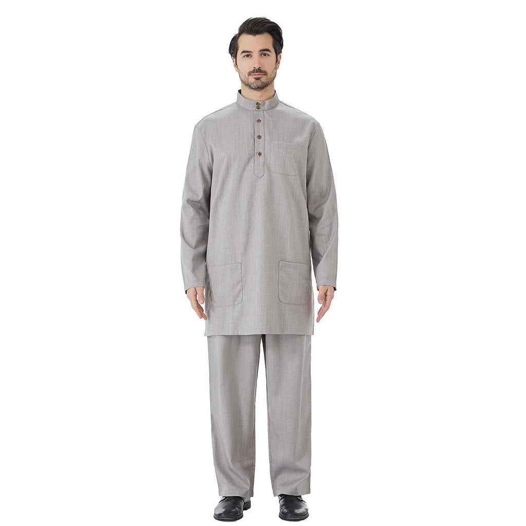 2 Pieces Set Muslim Arab Men Clothing Tops And Pants Suit Set #26T850