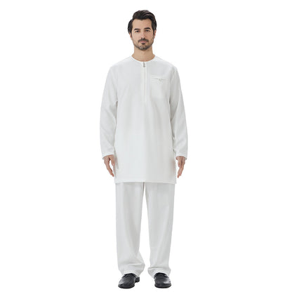 2 Pieces Set Muslim Arab Men Tops And Pants Suit Set #26T849