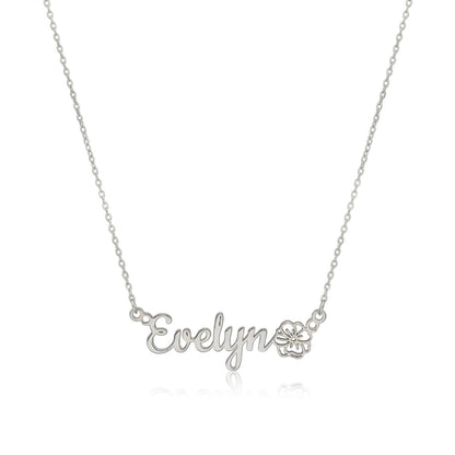 قلادة اسم مخصصة مع باقة زهور شهر الميلاد - عربي وإنجليزي #3