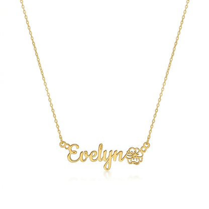 قلادة اسم مخصصة مع باقة زهور شهر الميلاد - عربي وإنجليزي #3