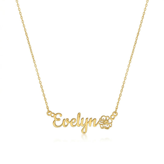 قلادة اسم مخصصة مع باقة زهور شهر الميلاد - عربي وإنجليزي #3