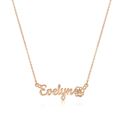 قلادة اسم مخصصة مع باقة زهور شهر الميلاد - عربي وإنجليزي #3