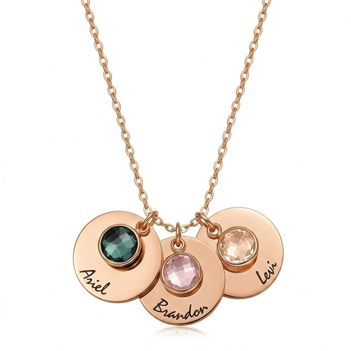 قلادة بالاسم وحجر الميلاد للأم والأسرة #26Q6