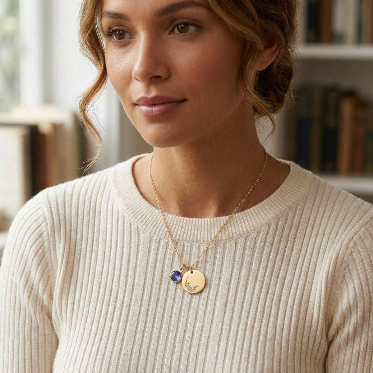 قلادة حجر البخت مع زهرة الميلاد للأم، الجدة #15