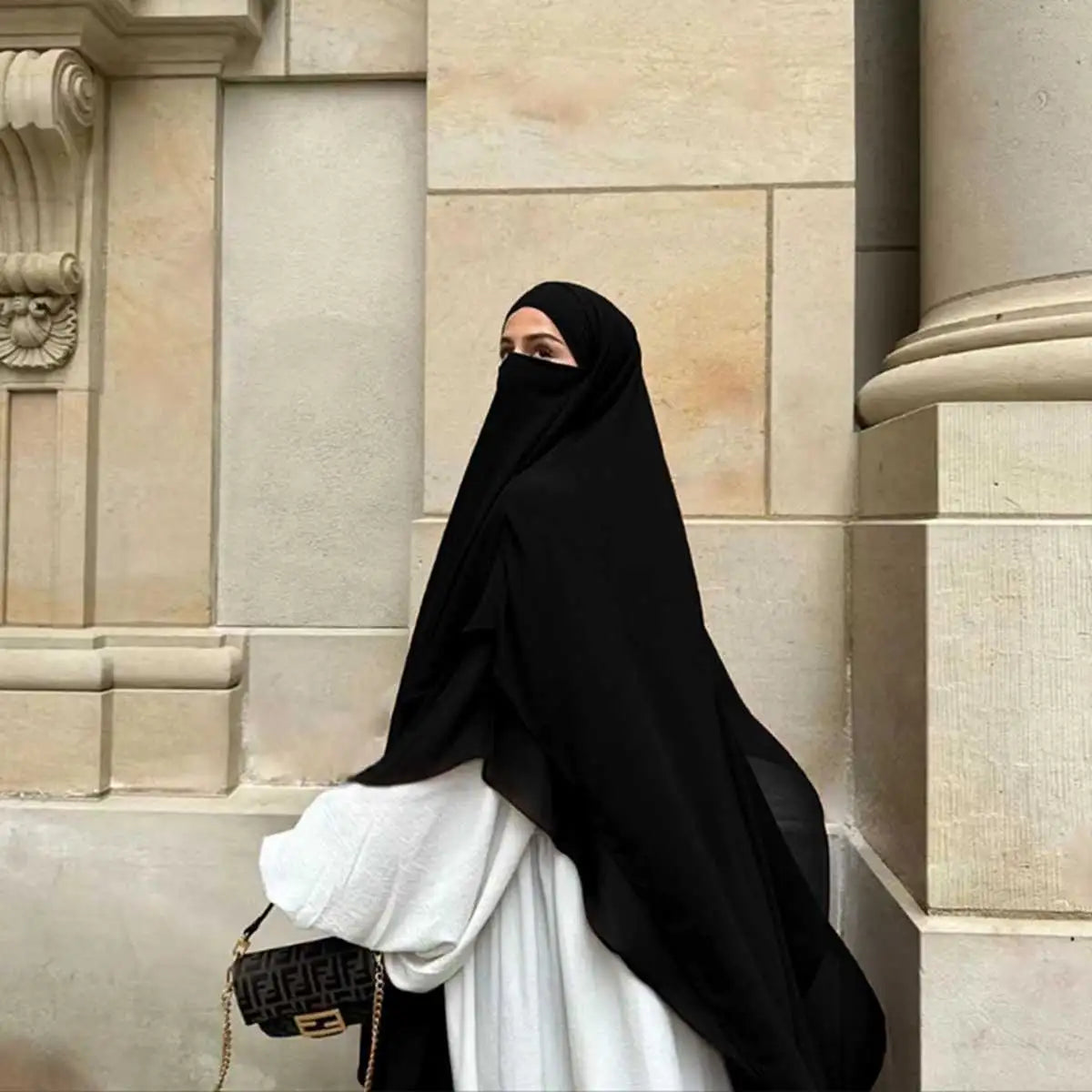 النقاب الطويل مع حجاب الخمار للنساء المسلمات للزواج والصلاة