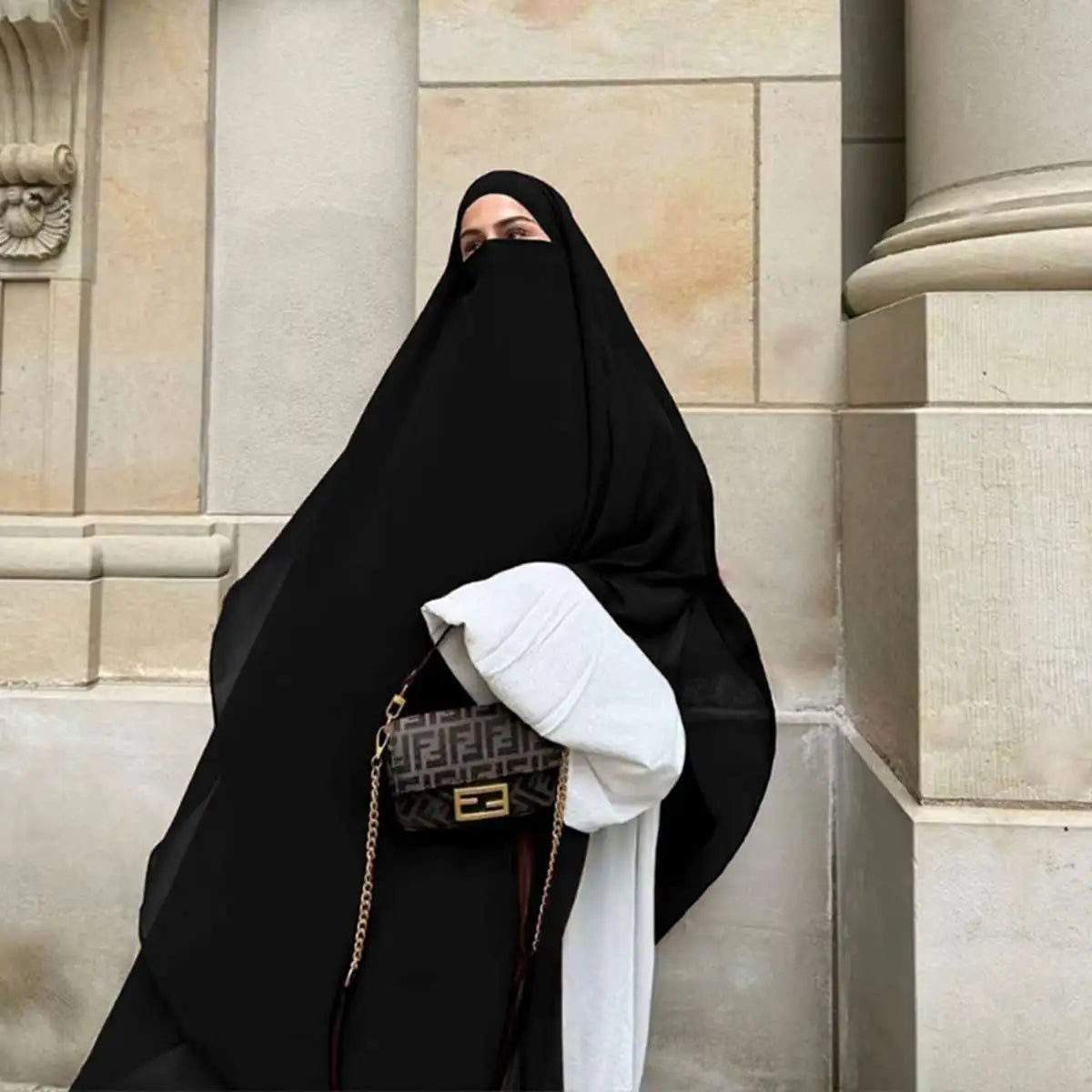 النقاب الطويل مع حجاب الخمار للنساء المسلمات للزواج والصلاة