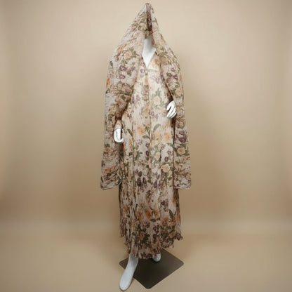 Printed Pleated Open Abaya Dress With Matching Hijab #25231